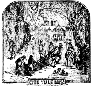 Hauling a Yule log, 1832